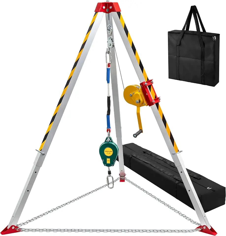 TRSMIMA Confined Space Tripod Kit - Heavy Duty Rescue Tripod Lift Hoist