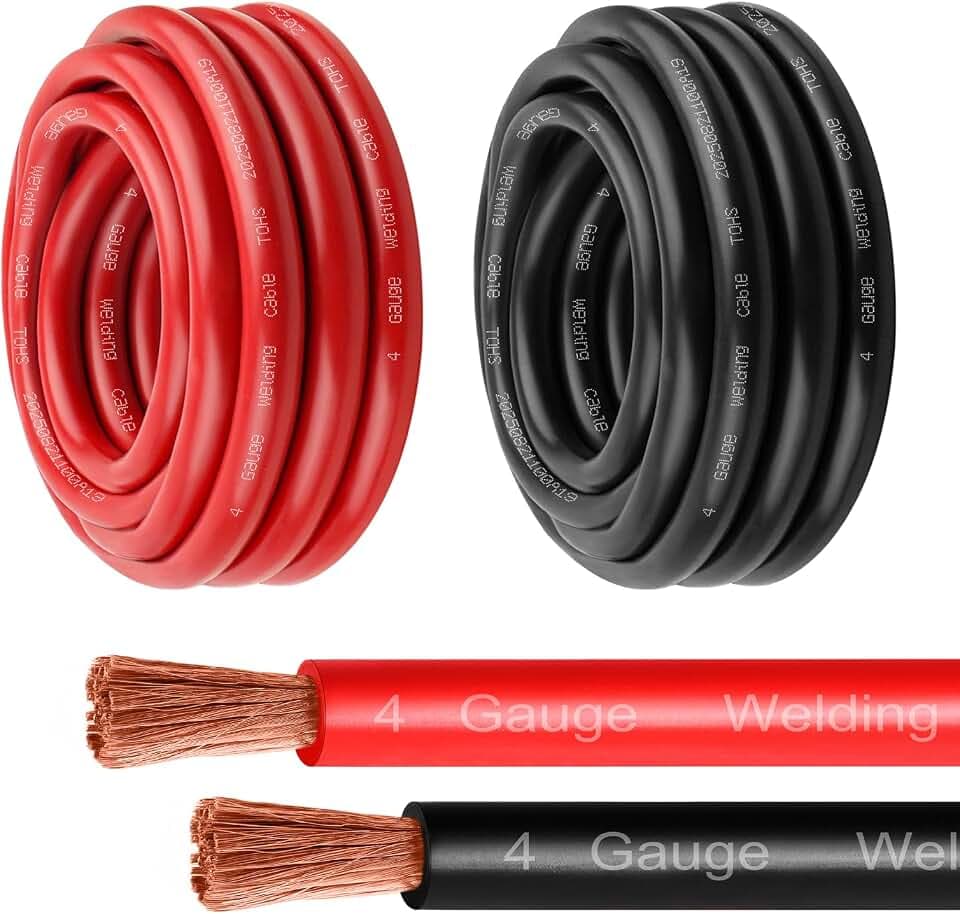 MOOKEERF 4 Gauge Battery Cable - 3FT Red + 3FT Black 4 AWG Welding Cable Flexible Stranded Oxygen-Free Pure Copper Wire for Automotive, Battery, Inverter, Solar, Marine and Generator
