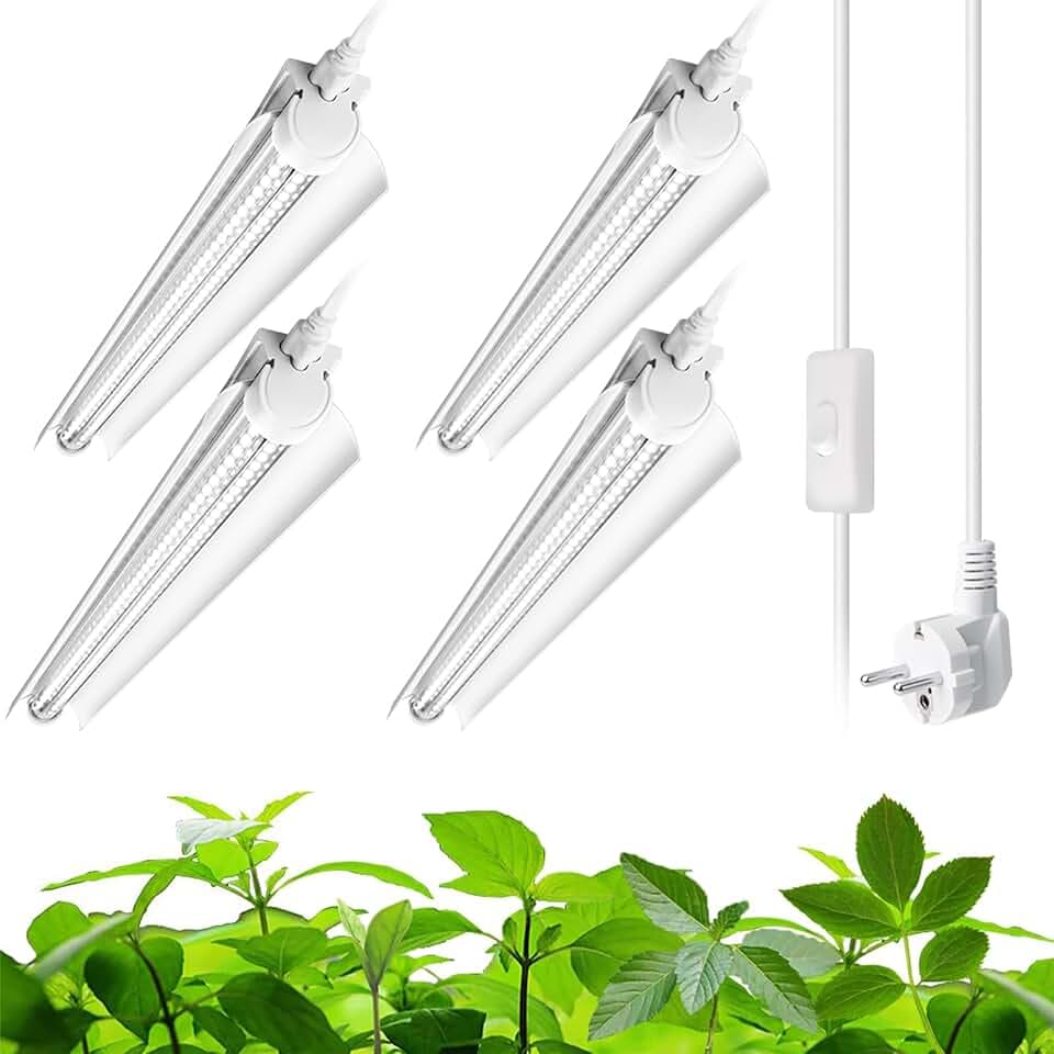 Barrina T8 Grow Lampe, 96W (4 X 24W), 5000K Vollspektrum, 60cm, 4er