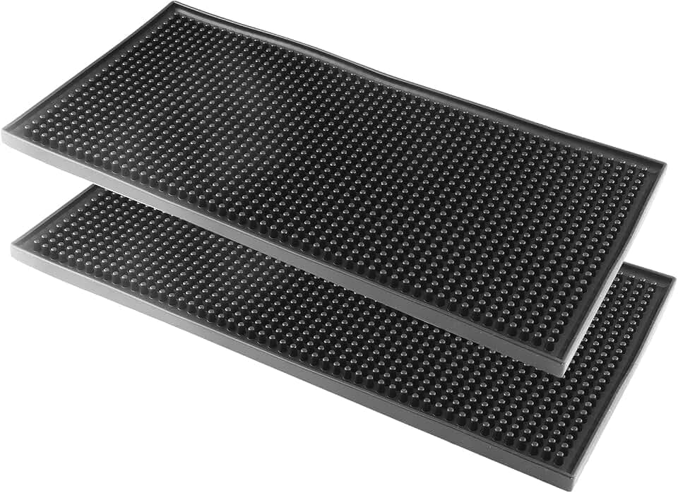 Bonsicoky Silicone Bar Mat, 6" x 12", Set of 2, Black