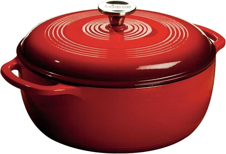 Lodge Essential Enamel Cast Iron Dutch Oven, 6 Quart, Island Spice Red