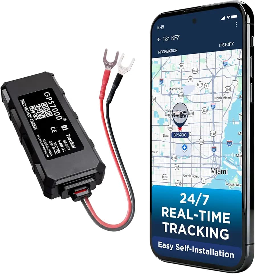 GPS7000 Hidden GPS Tracker for Vehicles – 6 Months Service Included 4G Real-Time Car GPS Tracker, Optional Subscription, Mini Undetectable Vehicle GPS Tracker for Cars & Trucks