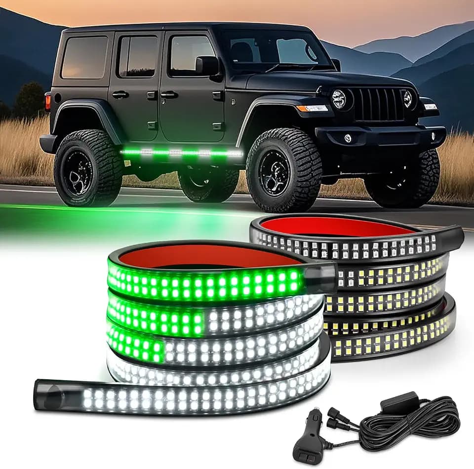 Nilight 2PCS 70 Inch Running Board LED Lights Strip Green White for Truck