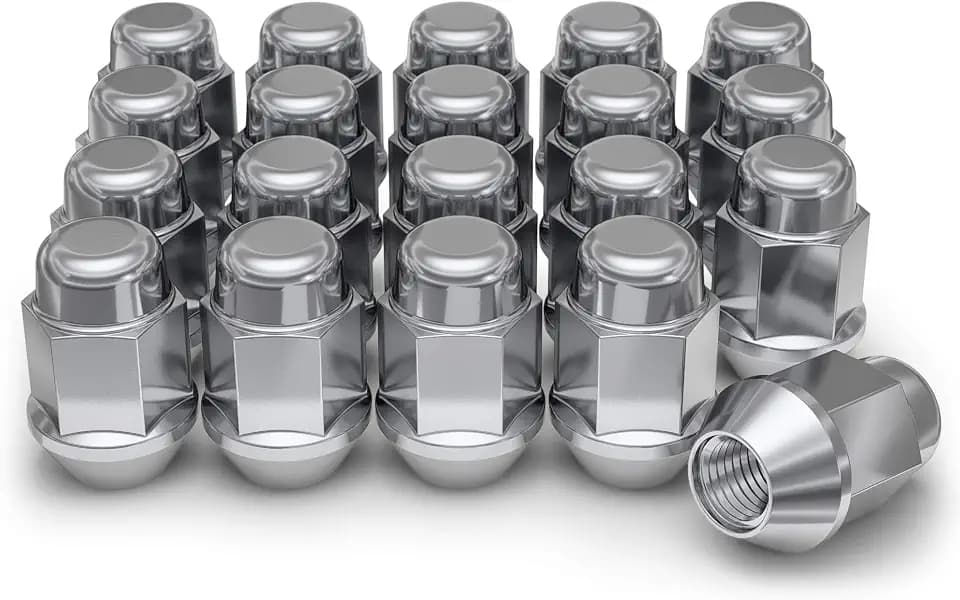 White Knight M12x1.50 Bulge Acorn Lug Nuts (13/16" Hex) for Select Aftermarket & Factory Wheels Easy to Install Durable Carbon Steel with Stylish Triple Layer Chrome Finish - 1707-20AM (20 Pack)