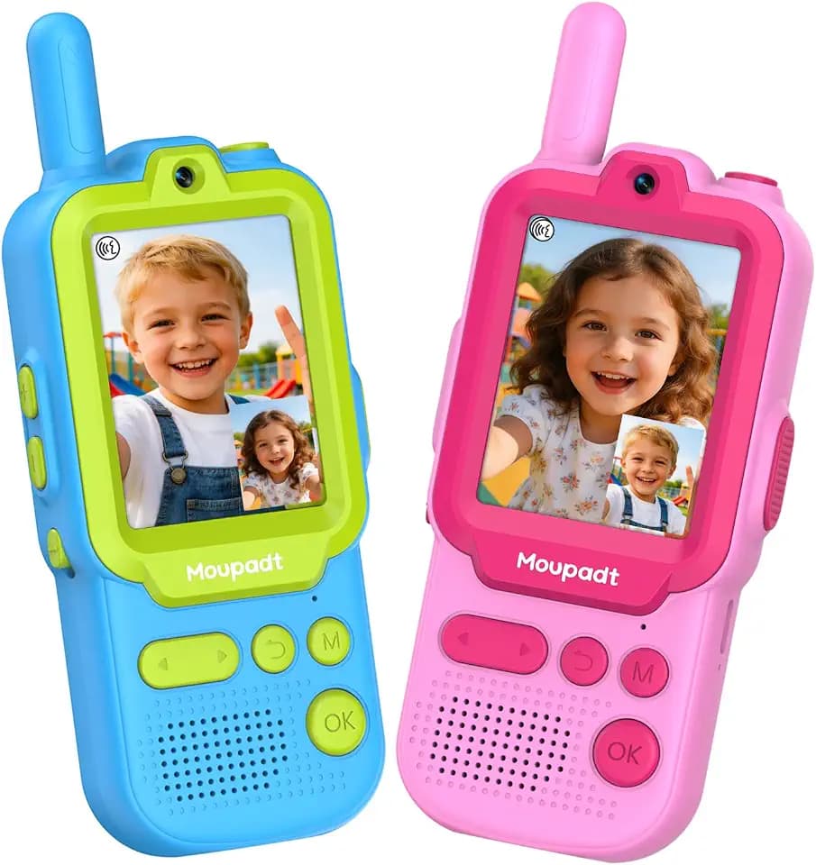 Video Walkie Talkies for Kids 2.4" Screen, Toys for Boys Girls with 5 Voice Changers 10 Stickers Effect Long Range Two Way Radio for Indoor Outdoor, Birthday Gift for Boys Girls 3 4 5 6 7 8 9 Year Old