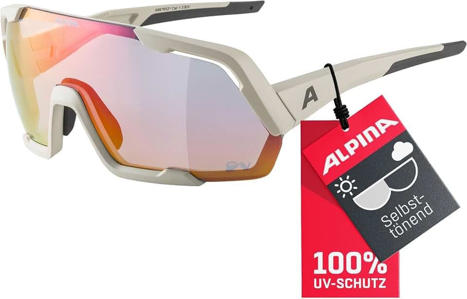 ALPINA ROCKET QV - Kontrastverstärkende, Selbsttönende & Beschlagfreie Sport- & Fahrradbrille Mit 100% UV-Schutz Für Erwachsene