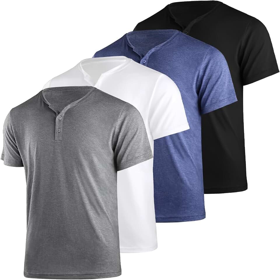Liloak Henley Shirts Herren Pack T Shirts mit Knopfleiste