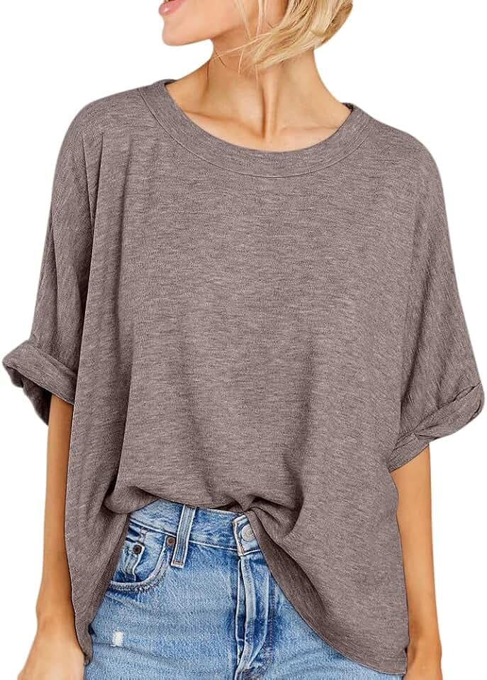 GeGekoko Damen T-Shirt Sommer Kurzarm Rundhals Oberteil Locker Frauen Casual Lose Tops Elegant Bluse