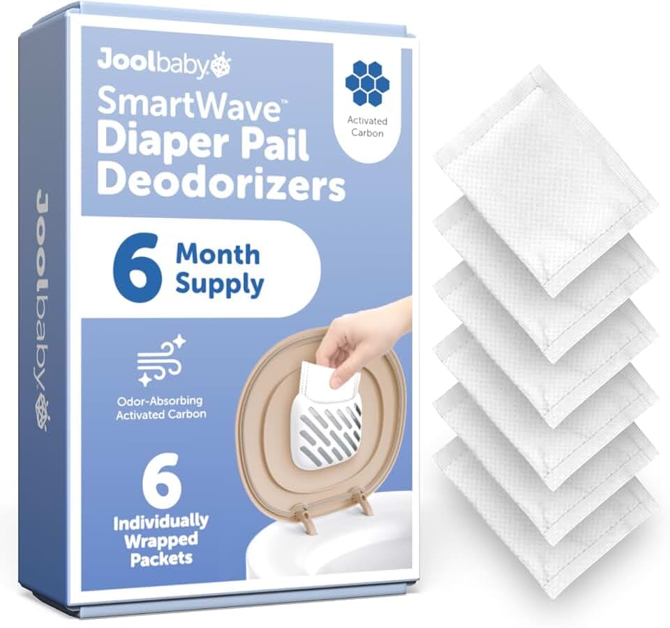 Jool Baby Diaper Pail Deodorizers – Activated Carbon Helps Eliminate Odors & Keep Your Nursery Smelling Fresh – Fragrance-Free (6 Pack)