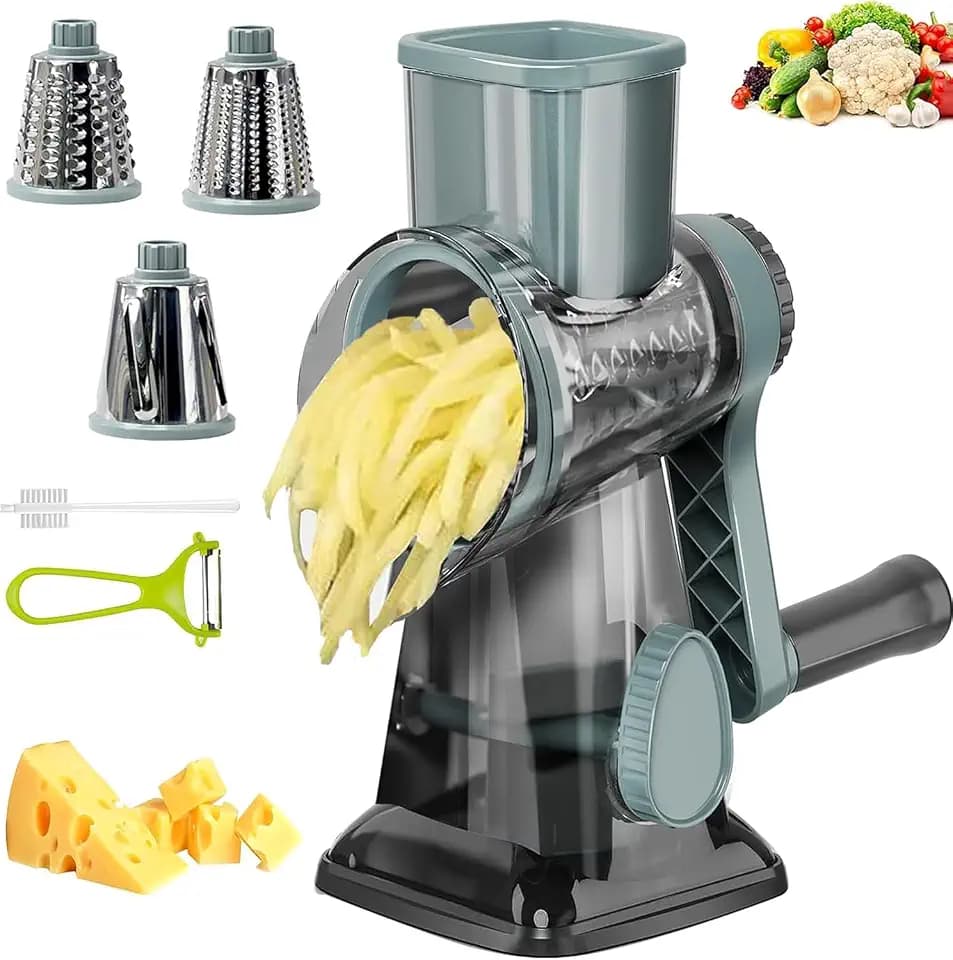 Cheese Grater with Handle,Multifunctional Rotary Cheese Grater