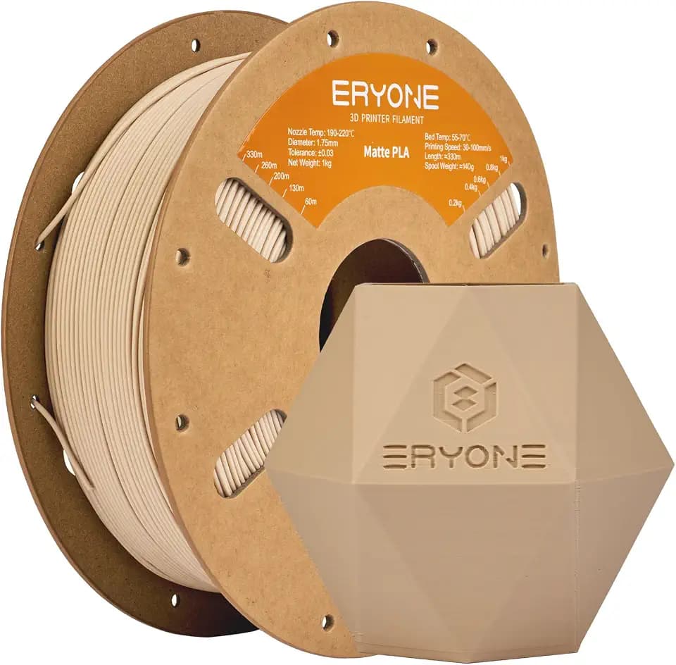 ERYONE Matte PLA 3D Drucker Filament 1.75mm, Maßgenauigkeit +/- 0.03 mm, 1 kg 1 Spule, Matte Beige