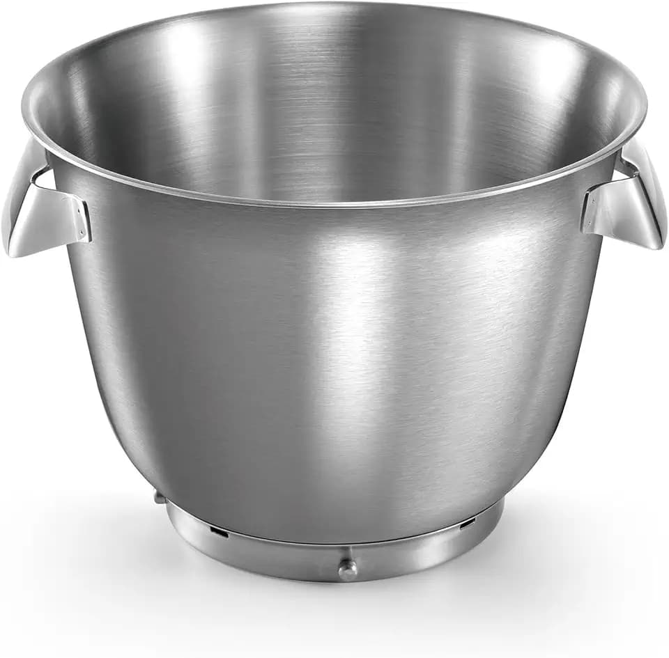 Bosch Edelstahl-Rührschüssel MUZ9ER1, Zubehör passend für Küchenmaschine OptiMUM, 5,5 Liter, max. Teigmenge 3,5 kg, Griffe, spülmaschinenfest
