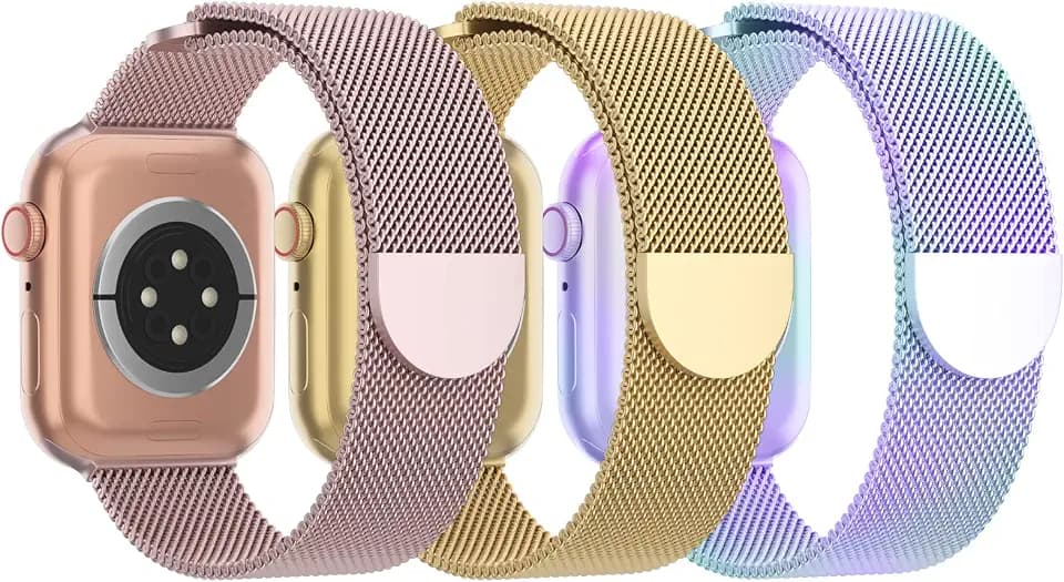 3 Pack Mesh Metal Magnetic Compatible with Apple Watch Bands Women Men