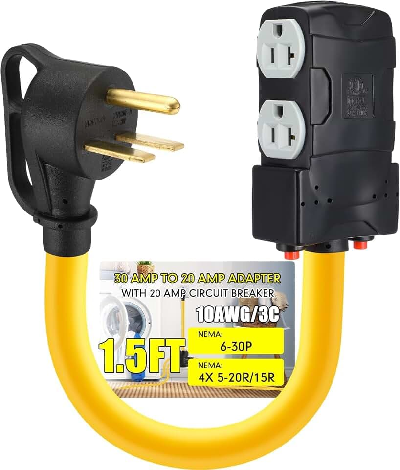 Tellegloww 1.8 FT 30 to 20 Amp 240v Welder Distribution Adapter 6-30P