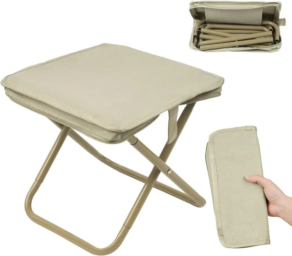 OFFCUP Klapphocker Mini Camping Hocker Tragbarer Klapphocker Campinghocker Falthocker Leicht Sitz Falthocker Mini-Klapphocker für Reisen Wandern Garten Angeln mit Aufbewahrungsbeutel