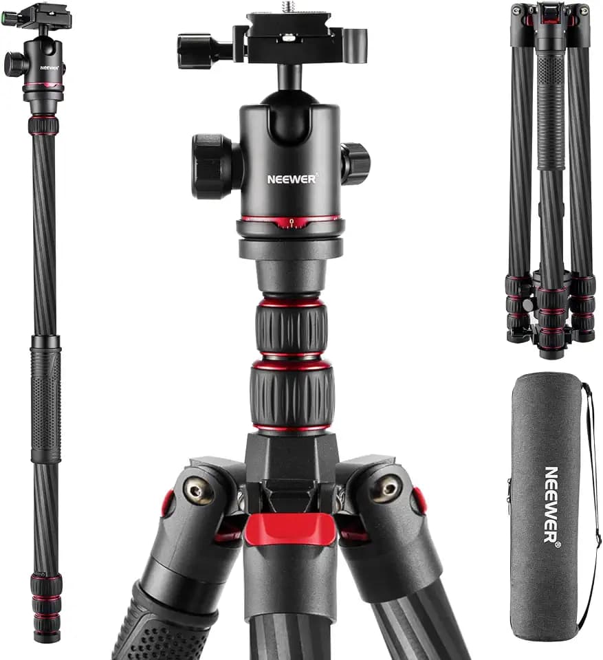 NEEWER N55CR Upgraded 80.7" Carbon Fiber Camera Tripod Monopod Travel Stand
