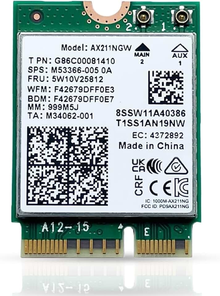 AX211 CNVio2 Upgrade to Wi-Fi 6E Tri Band 2.4/5/6 GHz | 2.4 Gbps | Bluetooth 5.2 Support | M.2 CNVio2 | No vPro 802.11ax Wireless Card AX211NGW (AX211)