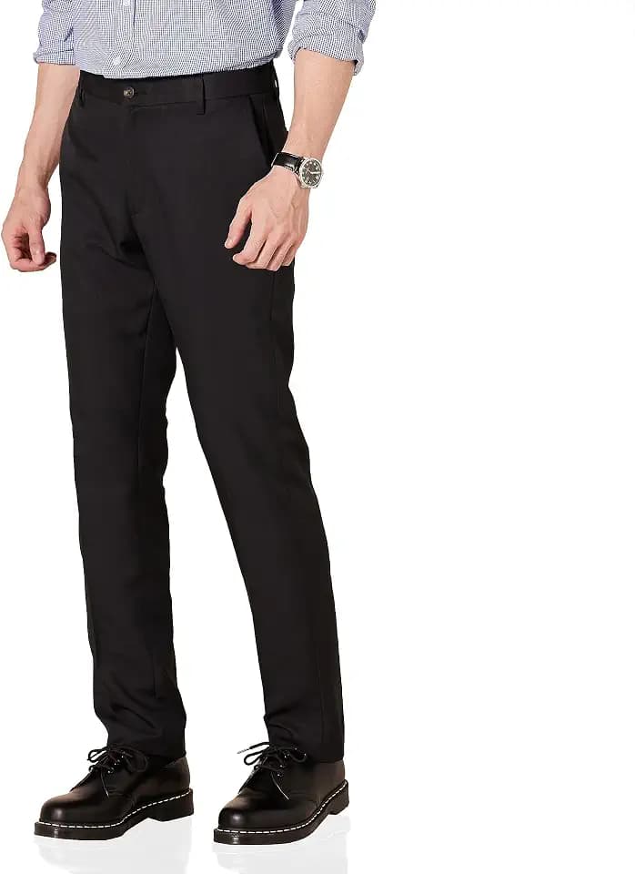 Amazon Essentials Men's Slim-Fit Flat-Front Dress Pants, Straight Leg, Polyester, Stone