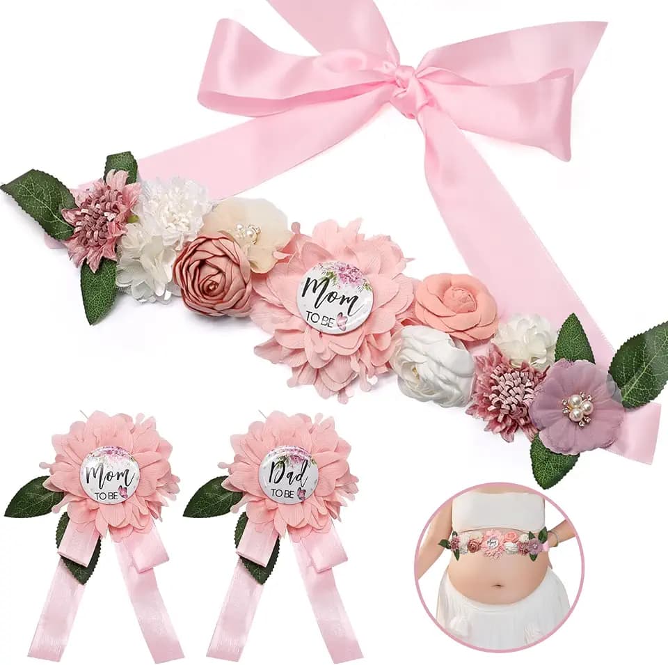 3PCS Mom to Be Sash Set, Satin, for Baby Shower Gender Reveal