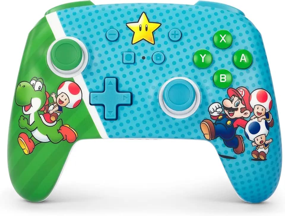 PowerA Enhanced Wireless Controller for Nintendo Switch - Super Star Friends, OLED Model, Lite, Gamepad, Bluetooth Controller, Officially Licensed