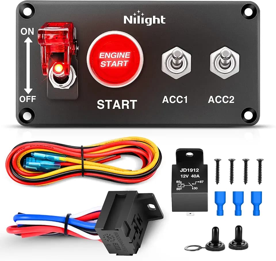 Nilight Ignition Switch Panel with Engine Push Button 12V 4 in 1