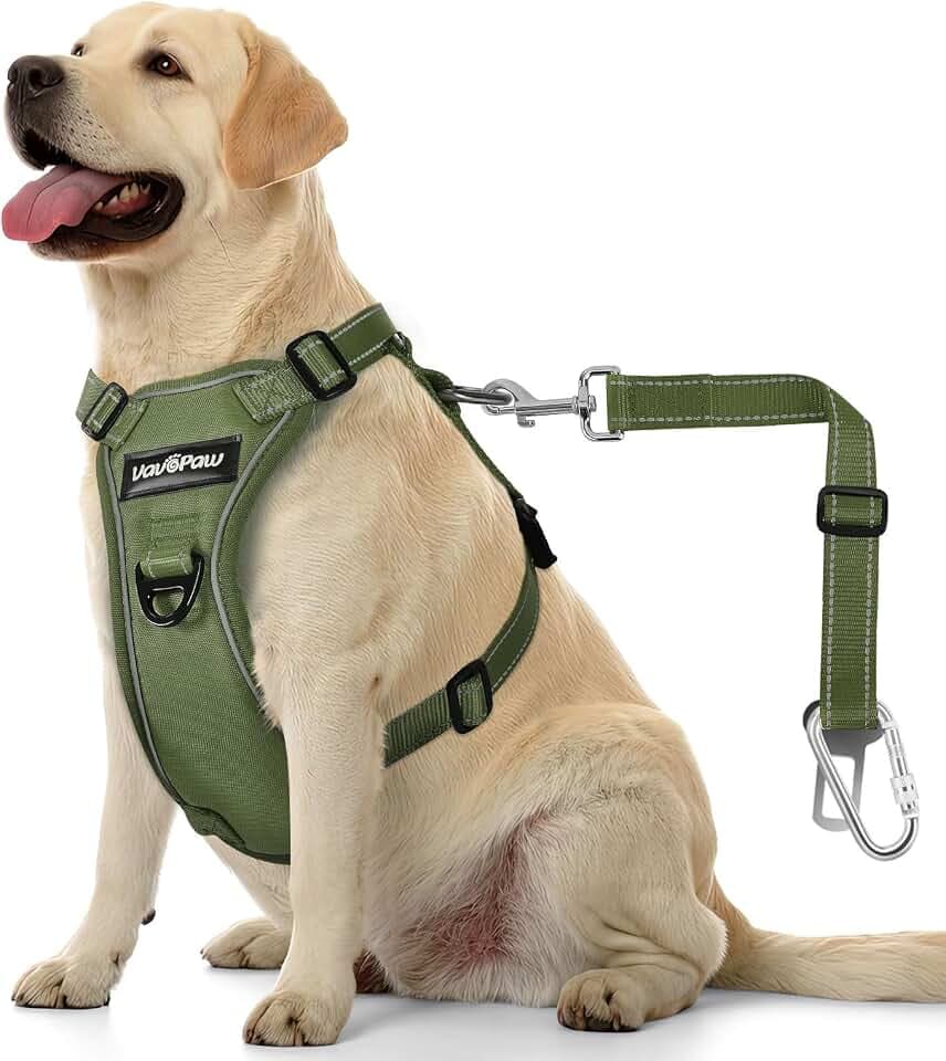 VavoPaw Dog Seat Belt Vest Harness for Car, 2 in 1 Seatbelt Buckle