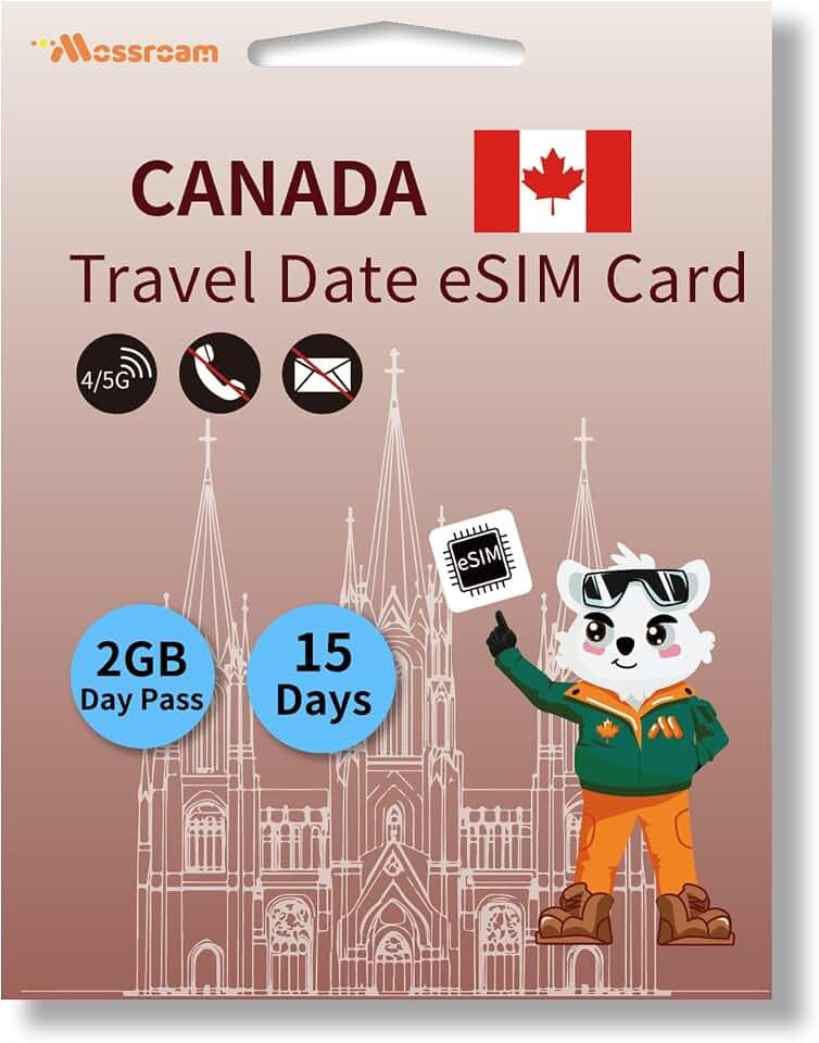 Canada Tourist eSIM,2GB High-Speed 5G/4G Data -15 Days Validity - Instant Activation - No SIM Card Required