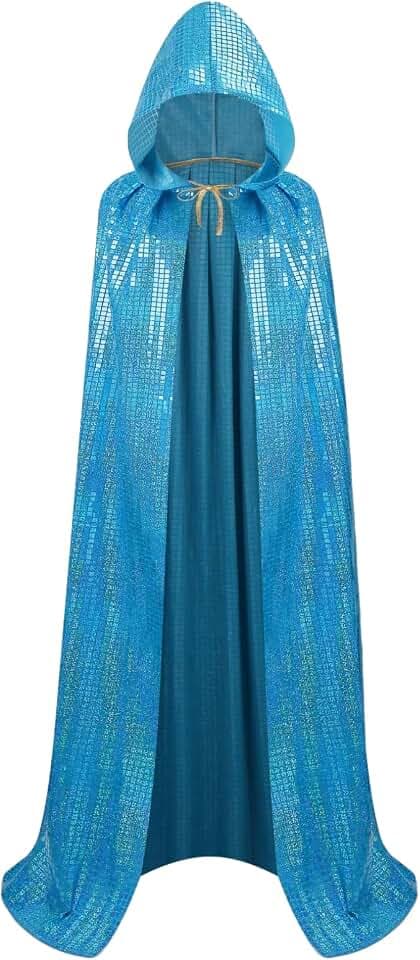 Unisex Laser Shining Hooded Full Length Cape Halloween Party Cosplay Cloak