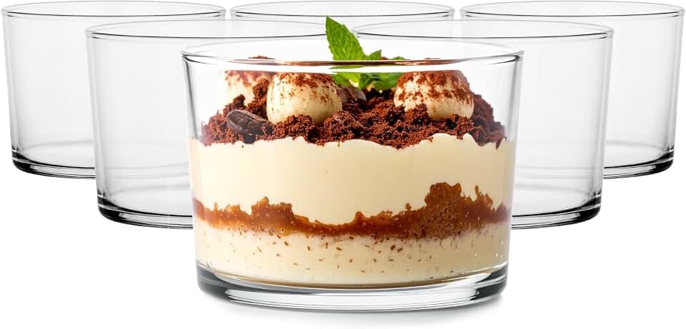 Glasmark KROSNO 1992 Eisbecher Glas 6 Stück 150 ml Eisschale Dessertschale Glasschale Spülmaschinenfest, Durchsichtig