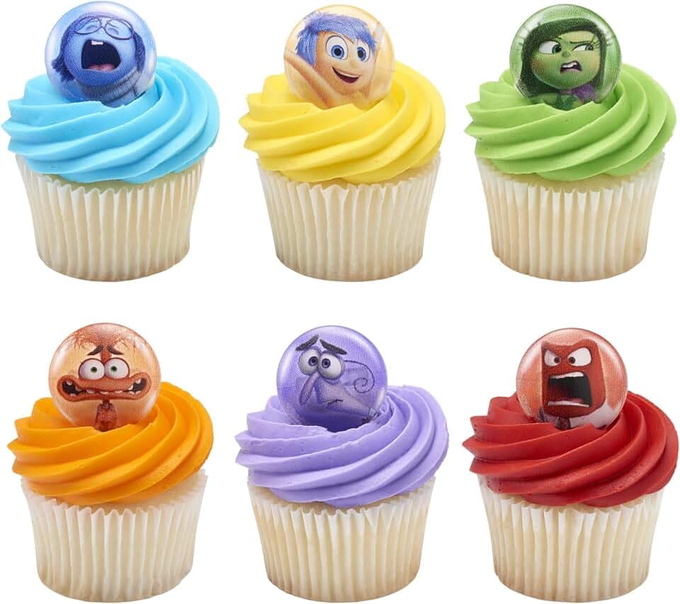 Disney & Pixar Inside Out 2 Cupcake Decoration Toppers | 24 Pack Cake Rings
