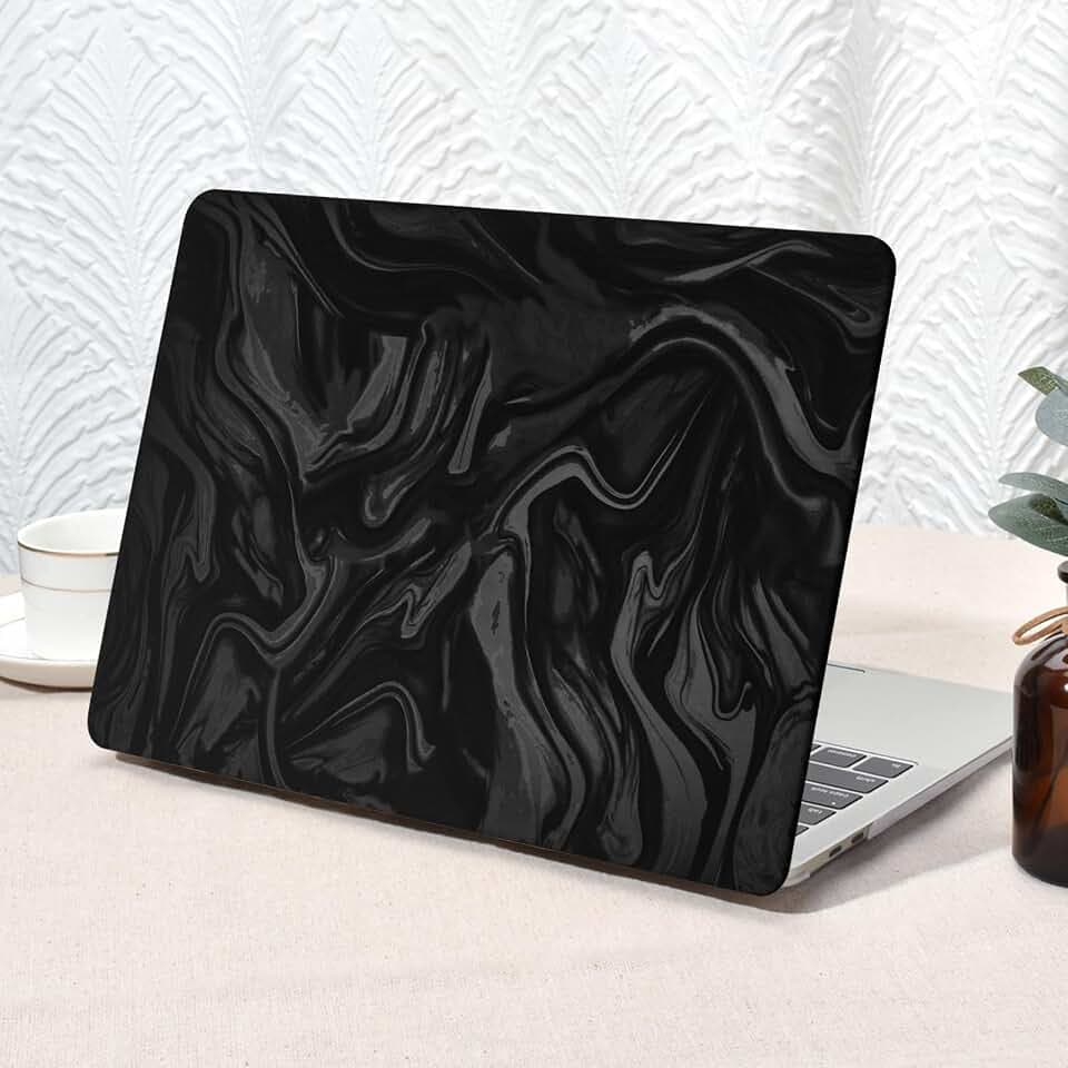 Seorsok Compatible with MacBook Air 13 Inch Case 2022 2021 2020 2019 2018 Release A1932 A2179 M1 A2337 Touch ID,Luxurious and Skin-Friendly Leather Plastic Hard Shell&Keyboard Cover,Black Wave