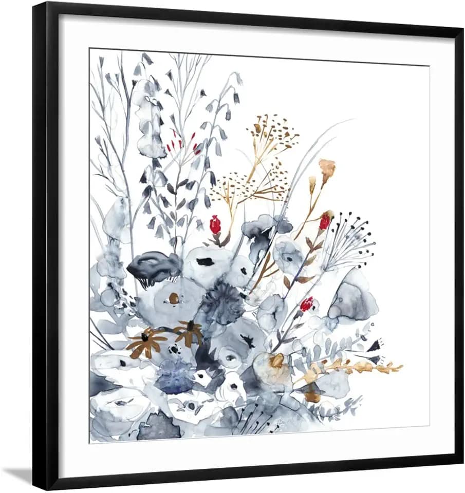 ART.COM Wall Art Print Indigo & Ochre II on Black Frame by Victoria Borges, 29" x 29"