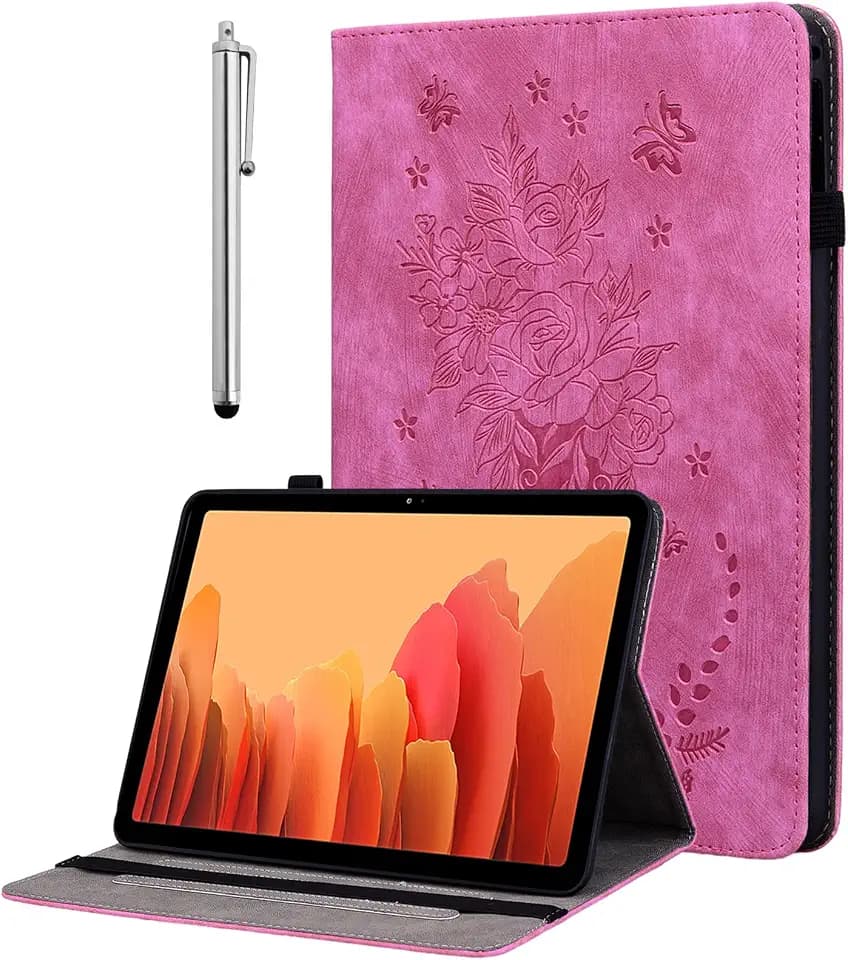 Case for Samsung Galaxy Tab A 8.0 Inch 2019 SM-T290/SM-T295 No S Pen, Multi-Angle Flip PU Leather Protective Cover with Stylus Holder, Rose
