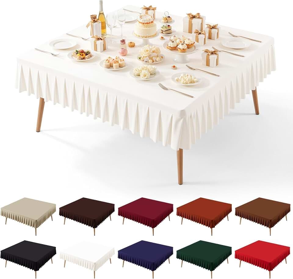 PARTISKY Ivory Spandex Square Tablecloths 60x60 Inch, Wrinkle Free Fitted Card Table Cloth Stretch Square Table Cover for Kitchen Dinner, Holiday Party, Wedding Banquet, Display Trade Show