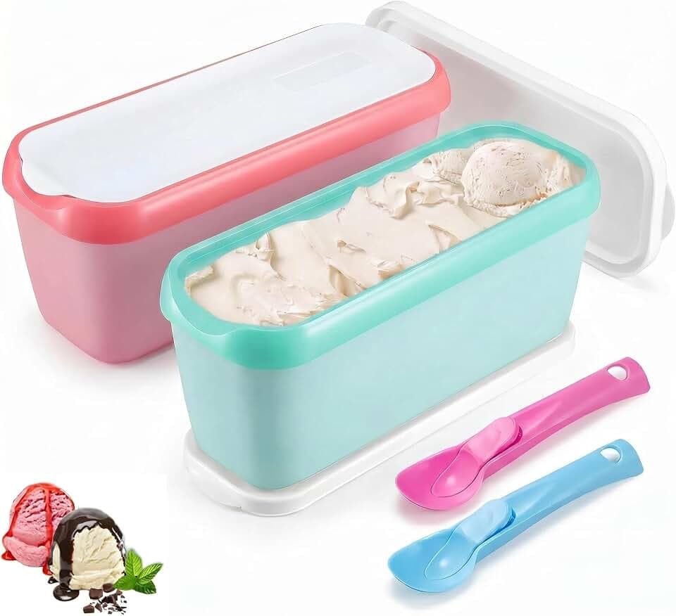2 Stück Eisbehälter für Speiseeis, 1.5L Eisbehälter für Selbstgemachtes Eis