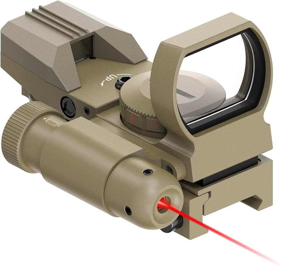 Feyachi Reflex Sight for Rifle, 4 Reticles Red & Green Dot Sight with Laser