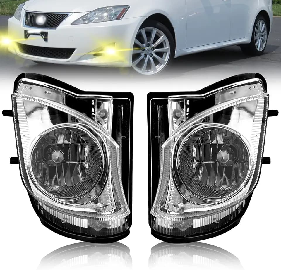 Fog Lights Compatible With 2006-2010 IS250/IS350 Front Bumper Lights Assembly with Halogen Bulbs Fog Lamps Replacement Driver and Passenger Side