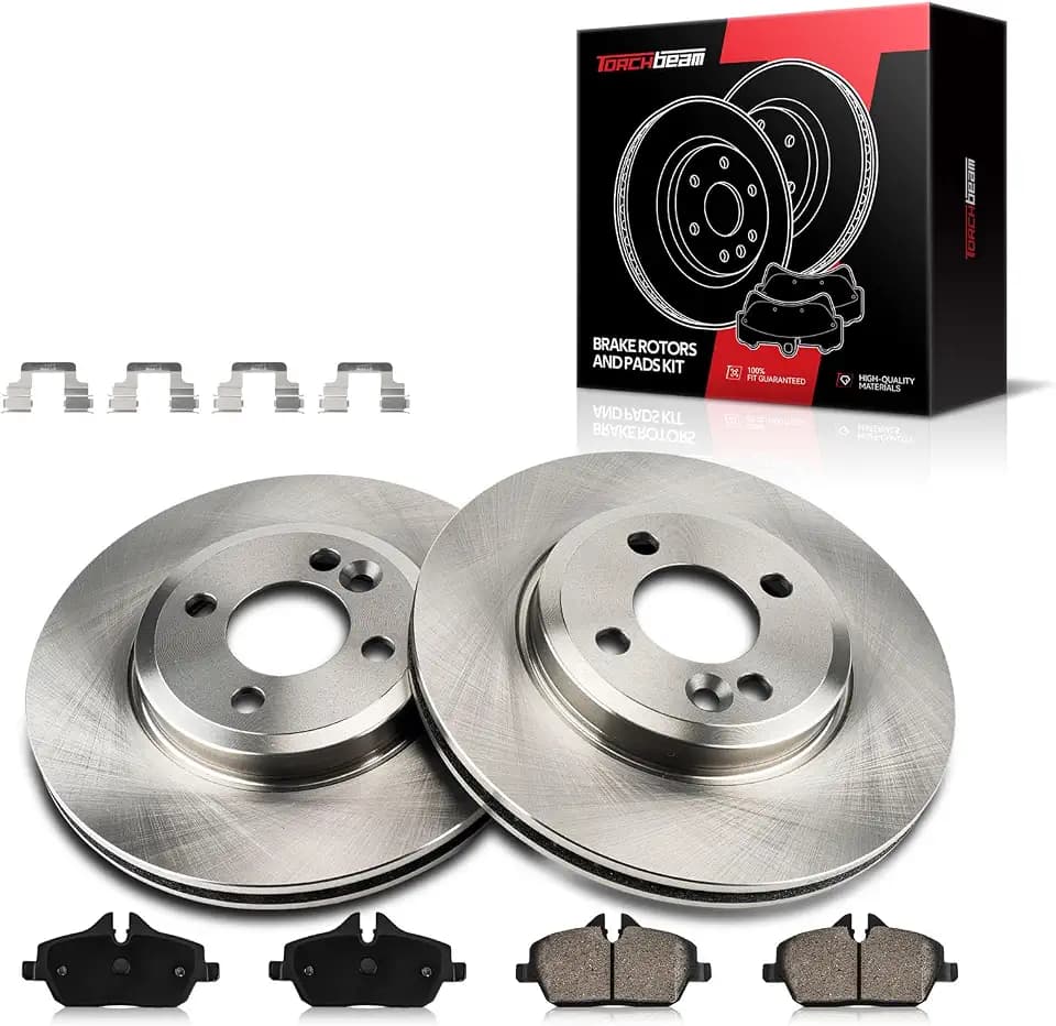 Front Brake Rotors and Pads kit Torchbeam replacement for 2007-2016 Cooper, 34368+D1308 Ceramic Brake Pads and Rotors