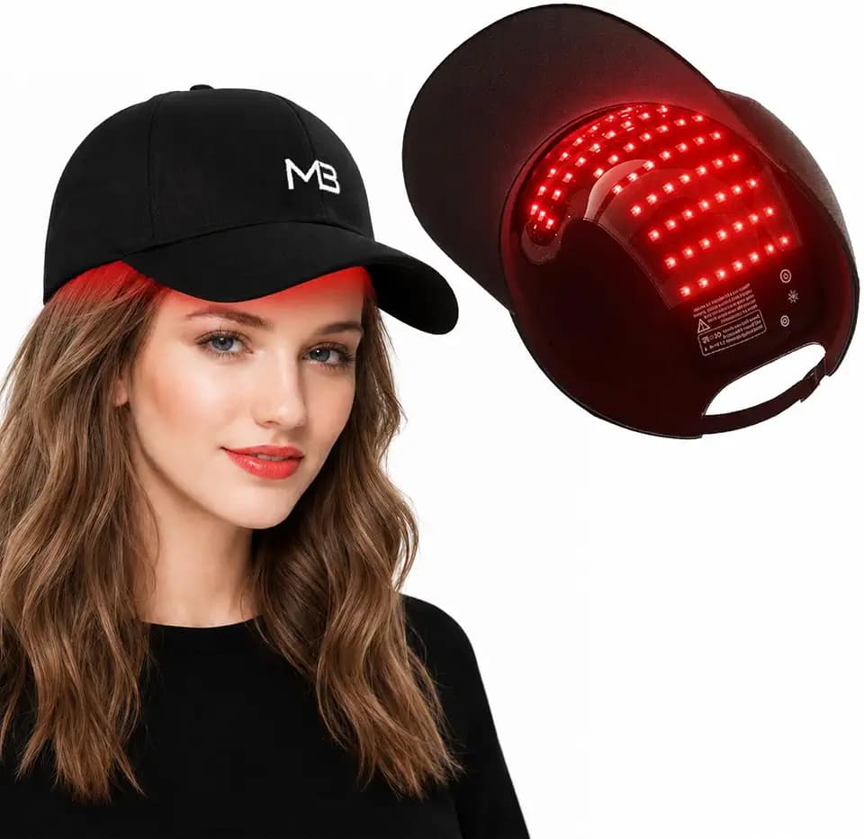 FDA Cleared Red Light Hair Growth Cap for Men and Women, 660nm Red Light Therapy for Hair Growth, Rechargeable & Adjustable for All Hair Type,At-Home Scalp Care,Deep Black (Wireless Version)