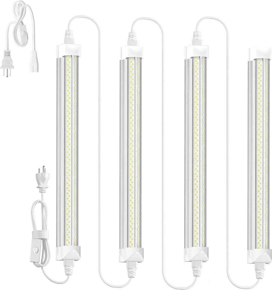 Super Brightness LED Shop Light,6500K 25W 3750LM with 5FT US Plug(4 Pack)