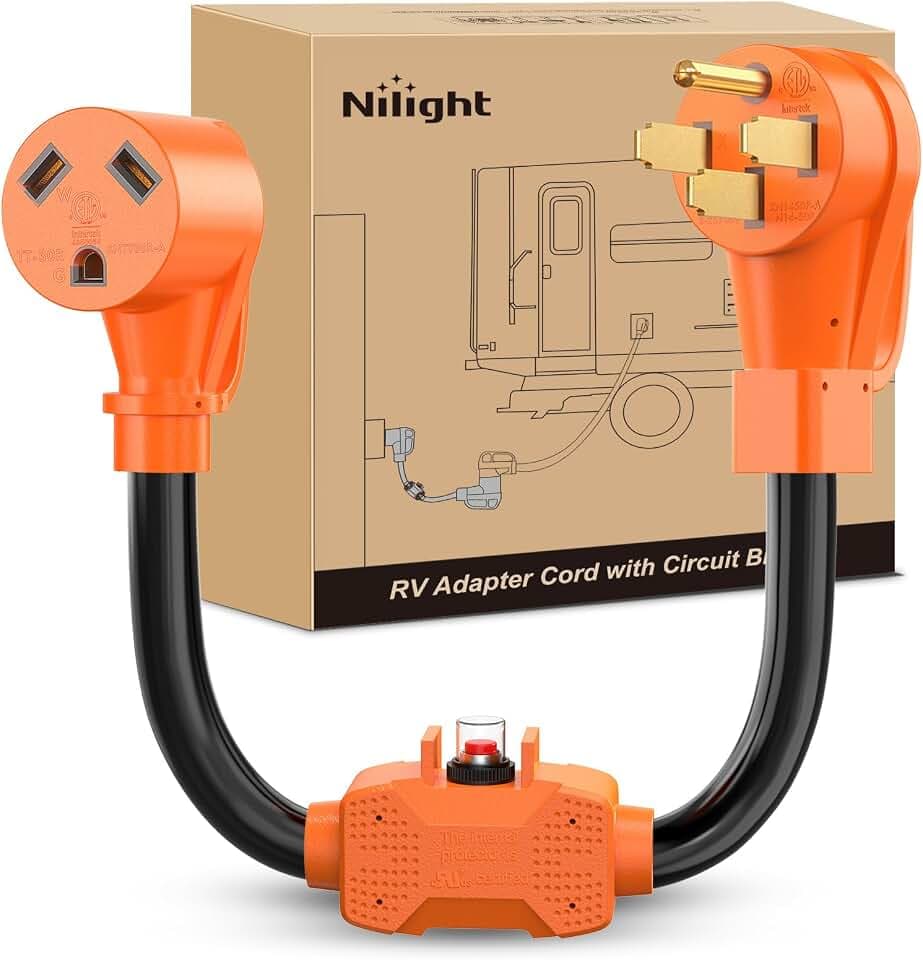 Nilight RV Power Adapter Cord with Circuit Breaker Overload Protector