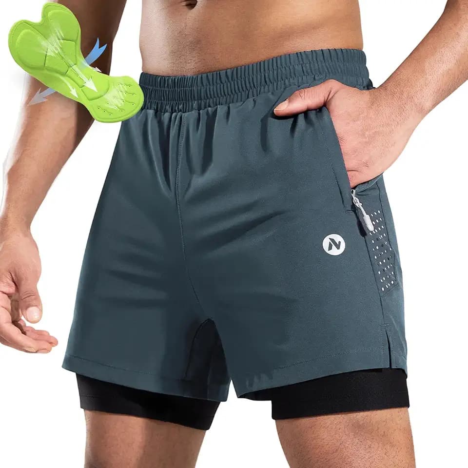 Nepest Herren-Mountainbike-Shorts, 4D-gepolstert, für Radfahren, Biker, Reiten, lockere Passform, Gel-Polsterung, MTB-Shorts, Reißverschlusstaschen