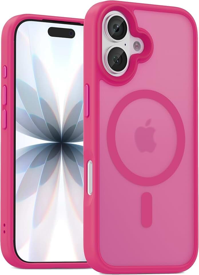 UNBREAKcable für iPhone 17 Hülle für MagSafe, Vollständiger Kameraschutz, Eingebauter Magnetring, Stoßfest Kratzfest Transluzente Matt Handyhülle für iPhone 17 Case 6,3 Zoll, Knallpink