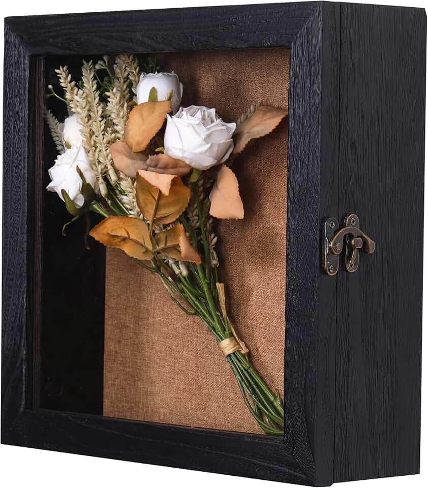 12 x 12 Extra Deep Shadow Box, 4-Inch Exterior Depth, Solid Wood, Black