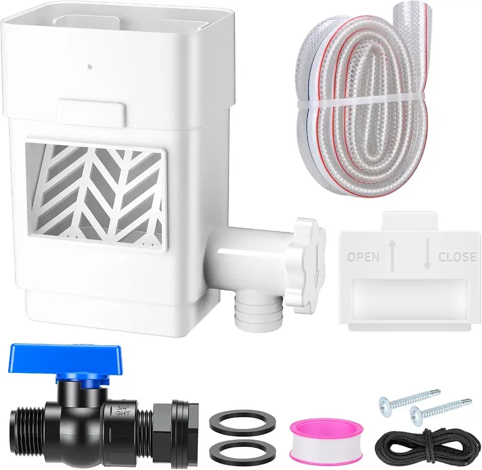 2026 Upgraded Rain Barrel Diverter Kit for 2x3 or 3x4 inch Downspouts White