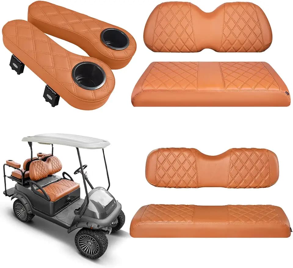 NOKINS Golf Cart Front&Rear Seat Covers Armrests Fits Club Car Precedent