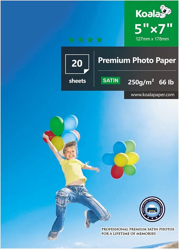 KOALA Inkjet-Fotopapier Satin/Oyster, 18 x 13 cm, 250 g/m², 20 Blatt mit fortschrittlicher Premium-Satinharzbeschichtung für Canon HP Epson Tintenstrahldrucker