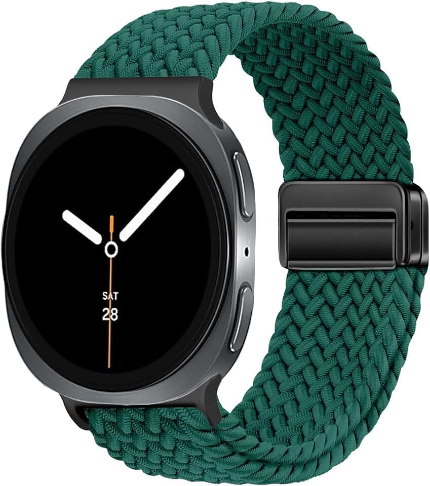 Geflochtenes Magnet Armband für Samsung Galaxy Watch 8 Armband 40mm 44mm/8 Classic 46mm Damen/Herren,Elastisch Nylon Stoff Sport Armbänder für Samsung Galaxy Watch 8 Classic Armbands 46mm/8 44 40mm