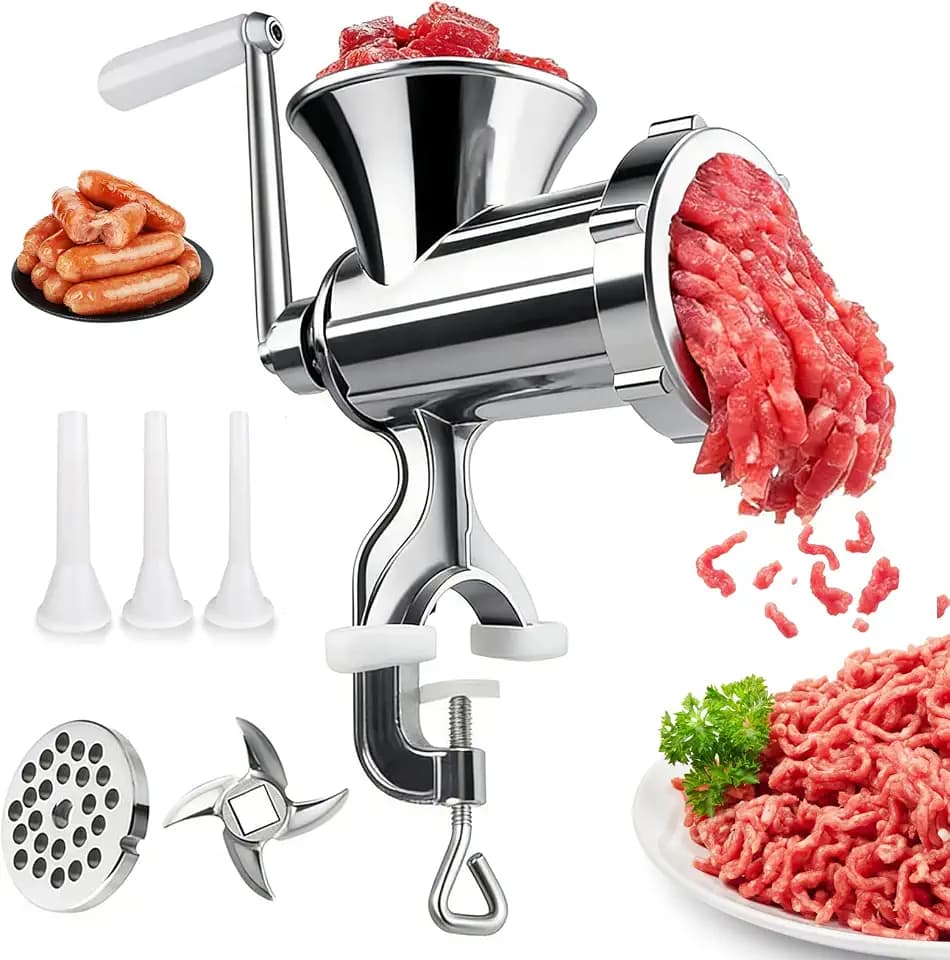 3 in 1 Meat Grinder Manual Mincer for Home Use - Sausage Maker Table Mount Pork Mincer Sausage Stuffer Funnel Make Homemade Burger Patties Hand Meat Grinders For Home Use Sausage Maker Beef