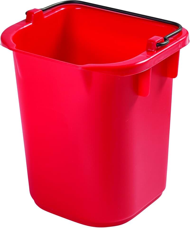 Rubbermaid Commercial Products Heavy-Duty Cleaning Pail, 5-Quart, Red, Utility Bucket with Built-in Spout and Handle for House Cleaning/Storage/Livestock Feeding/Car Washing
